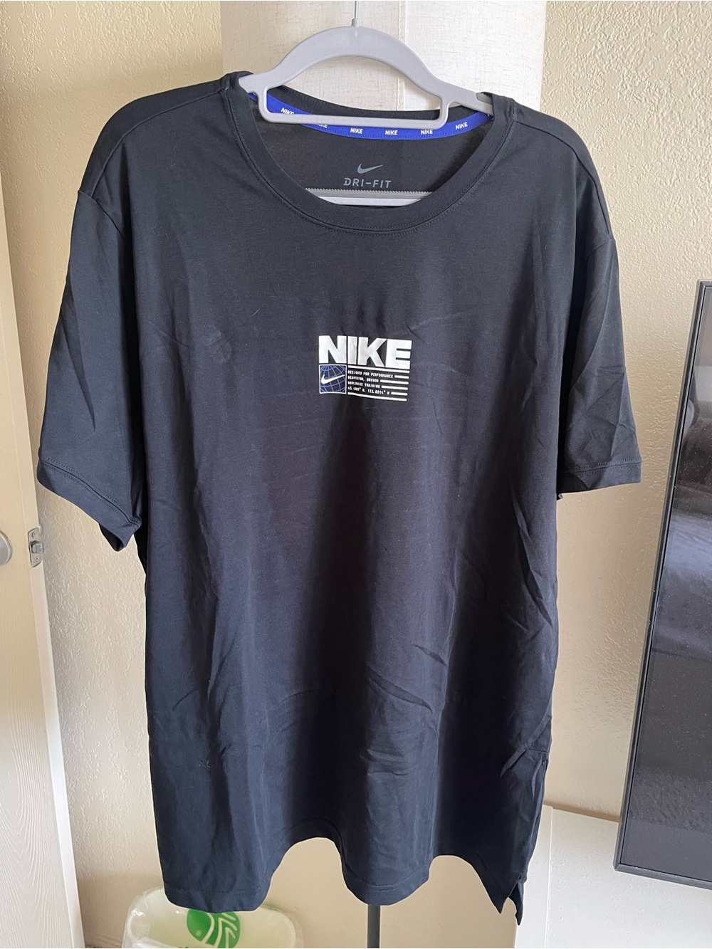 Nike Black Short Sleeve Dri-FIT Tee with White Logo